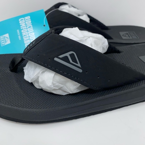REEF Men’s Phantoms Black Open Toe Flip Flop Sandals High Arc Support Size 7 New - Picture 3 of 9